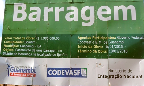 Prefeitura de Guanambi terá que devolver R$ 3 milhões à Codevasf devido a falhas em projeto de barragem
