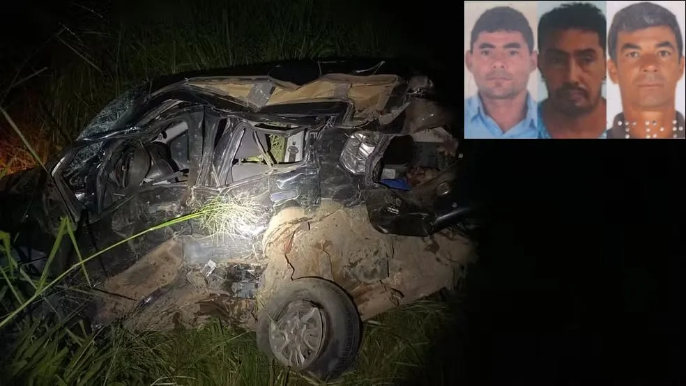 Três homens morrem após colisão entre carro e caminhonete em Cristópolis