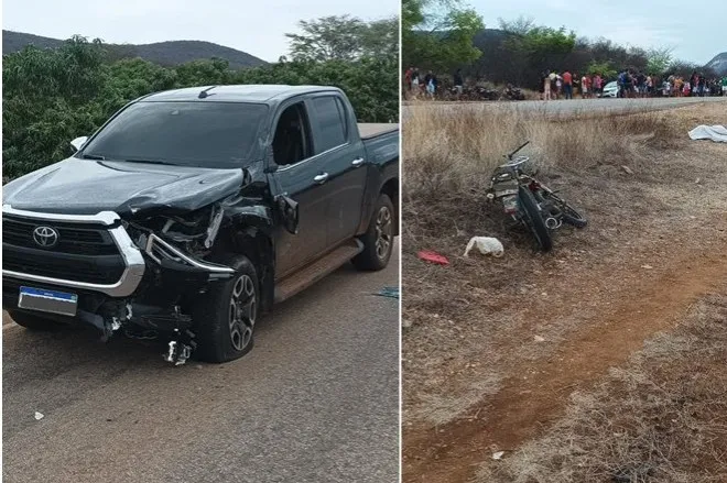 Motociclista morre após colisão entre moto e caminhonete na BA-148 em Dom Basílio