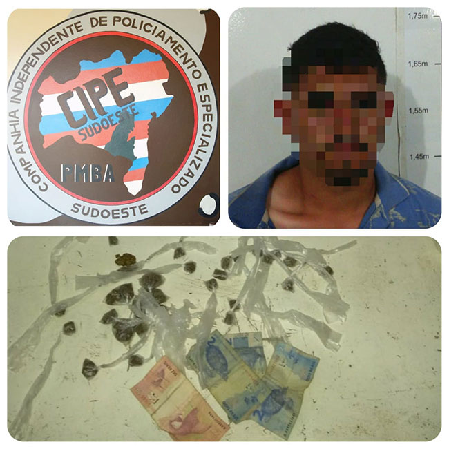 Homem é detido pela Caesg, acusado de tráfico de drogas em Vitória da Conquista 