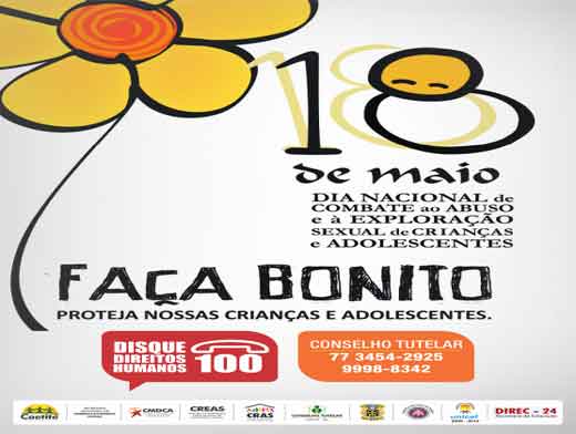 ​Caetité está em campanha pelo Enfrentamento à Violência Sexual de Crianças e Adolescentes